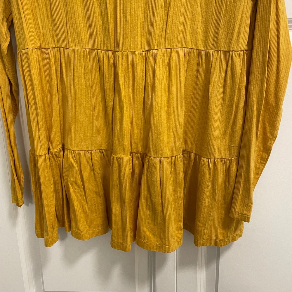 Torrid Mustard Ruffle bottom top - Picture 3 of 5